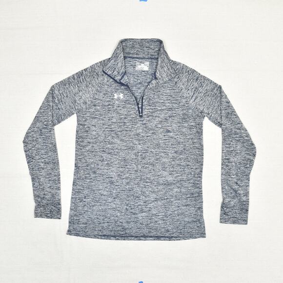 Under Armour Women's 1/4 Zip Pullover Sweatshirt Polyester Gray S Loose Heatgear - Picture 2 of 8